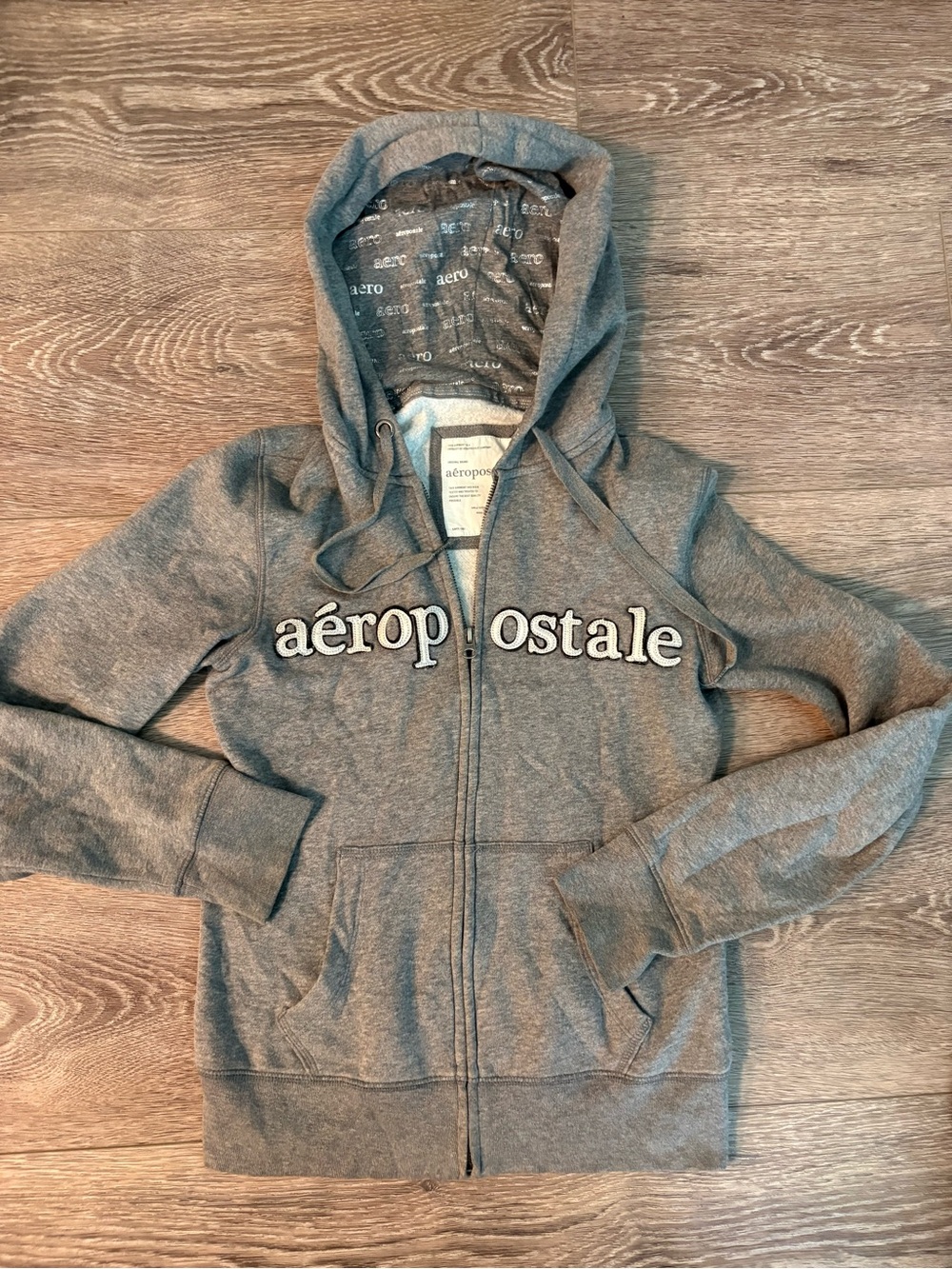Vintage Y2K AERO Aeropostale Spell Out Womens Embroidered Zip Hoodie M Medium